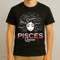 Black Wo Pisces Queen March Birthday T-Shirt thumb 3