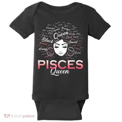 Black Wo Pisces Queen March Birthday Baby Bodysuit