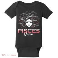 Black Wo Pisces Queen March Birthday Baby Bodysuit thumb 0