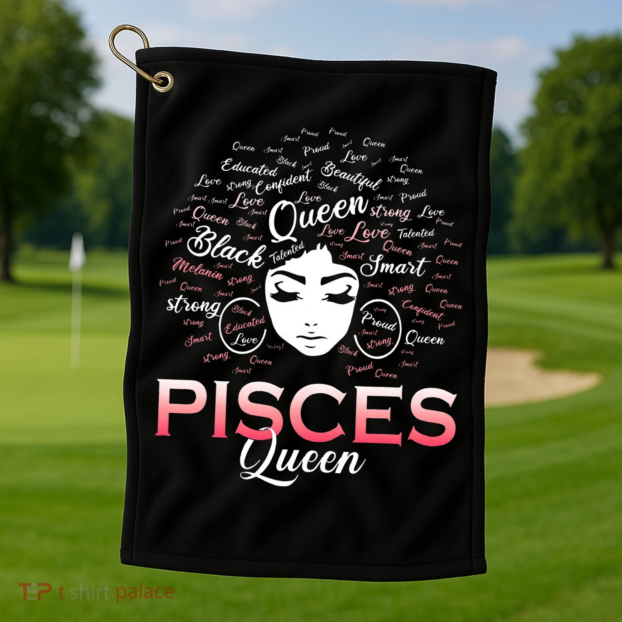 Black Wo Pisces Queen March Birthday Golf Towel