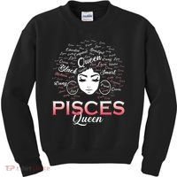 Black Wo Pisces Queen March Birthday Kids Sweatshirt thumb 0