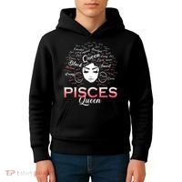 Black Wo Pisces Queen March Birthday Kids Hoodie thumb 4