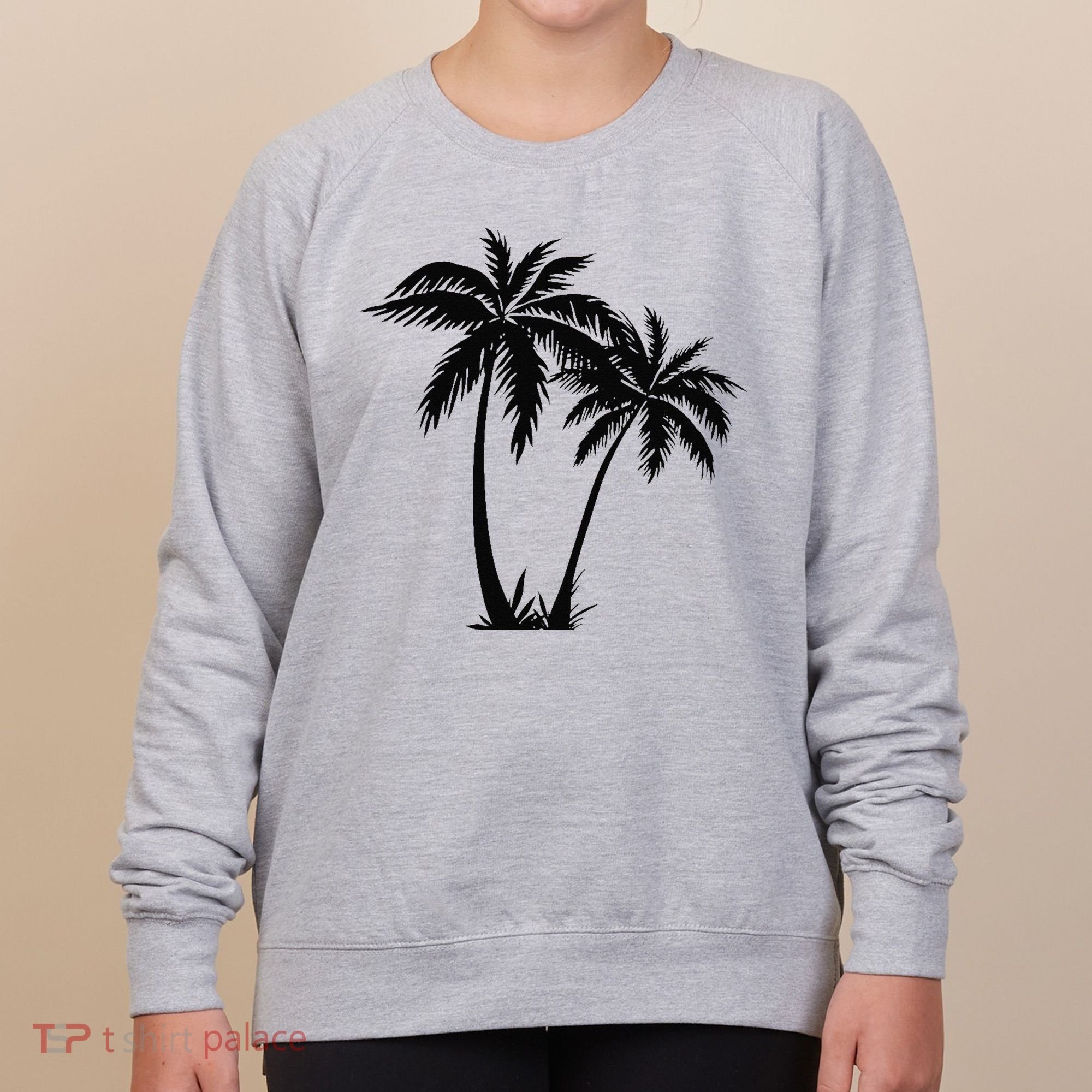 Black White Palm Trees Summer Sun Beach  Women's Sweatshirt