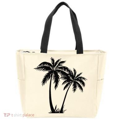 Black White Palm Trees Summer Sun Beach  Tote Bag