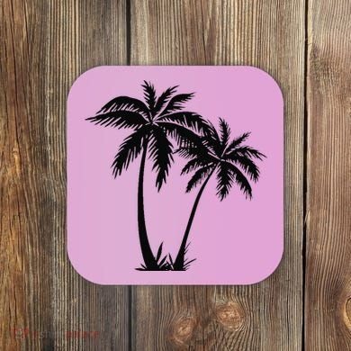 Black White Palm Trees Summer Sun Beach  Coaster