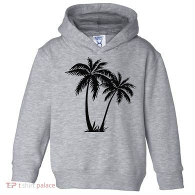 Black White Palm Trees Summer Sun Beach  Toddler Hoodie
