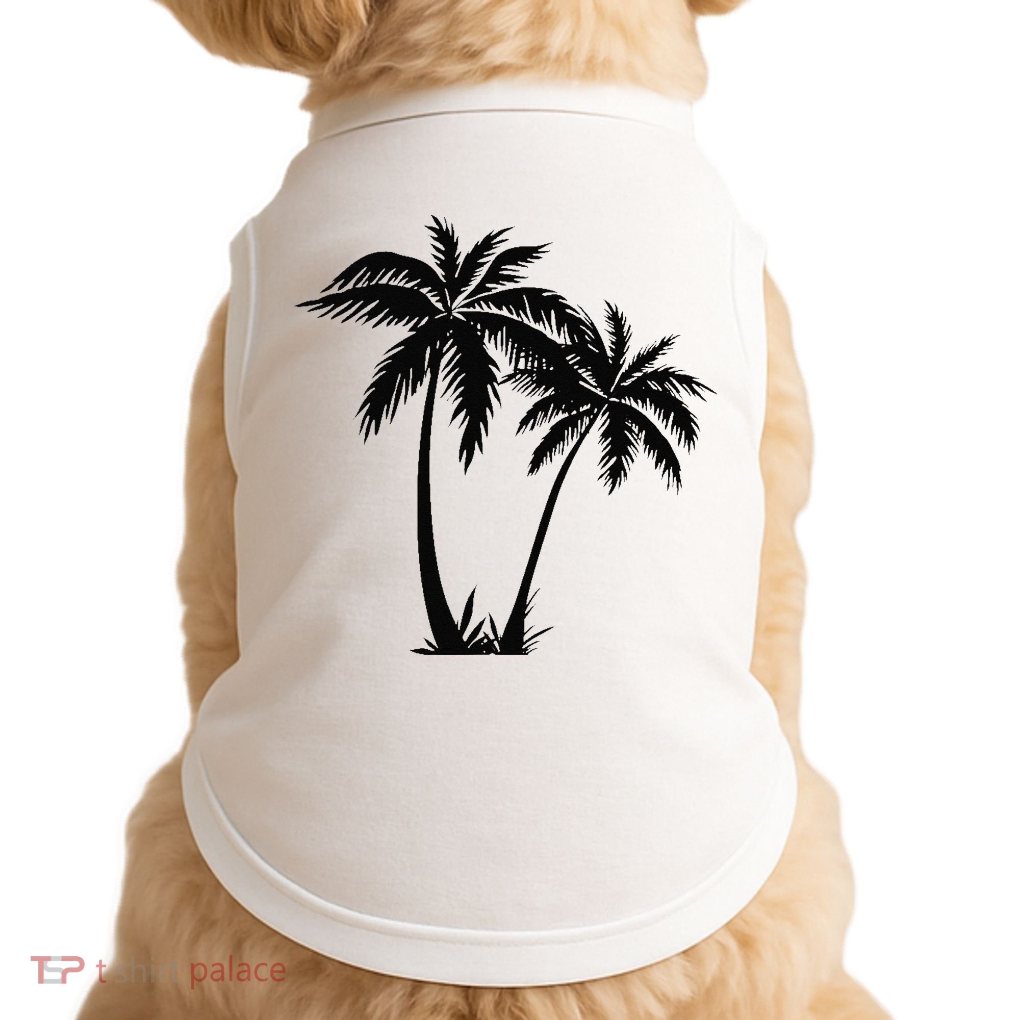Black White Palm Trees Summer Sun Beach  Doggie Tank