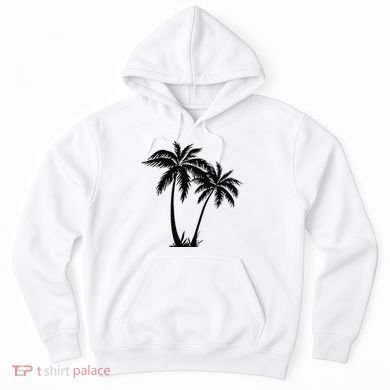 Black White Palm Trees Summer Sun Beach  Hoodie
