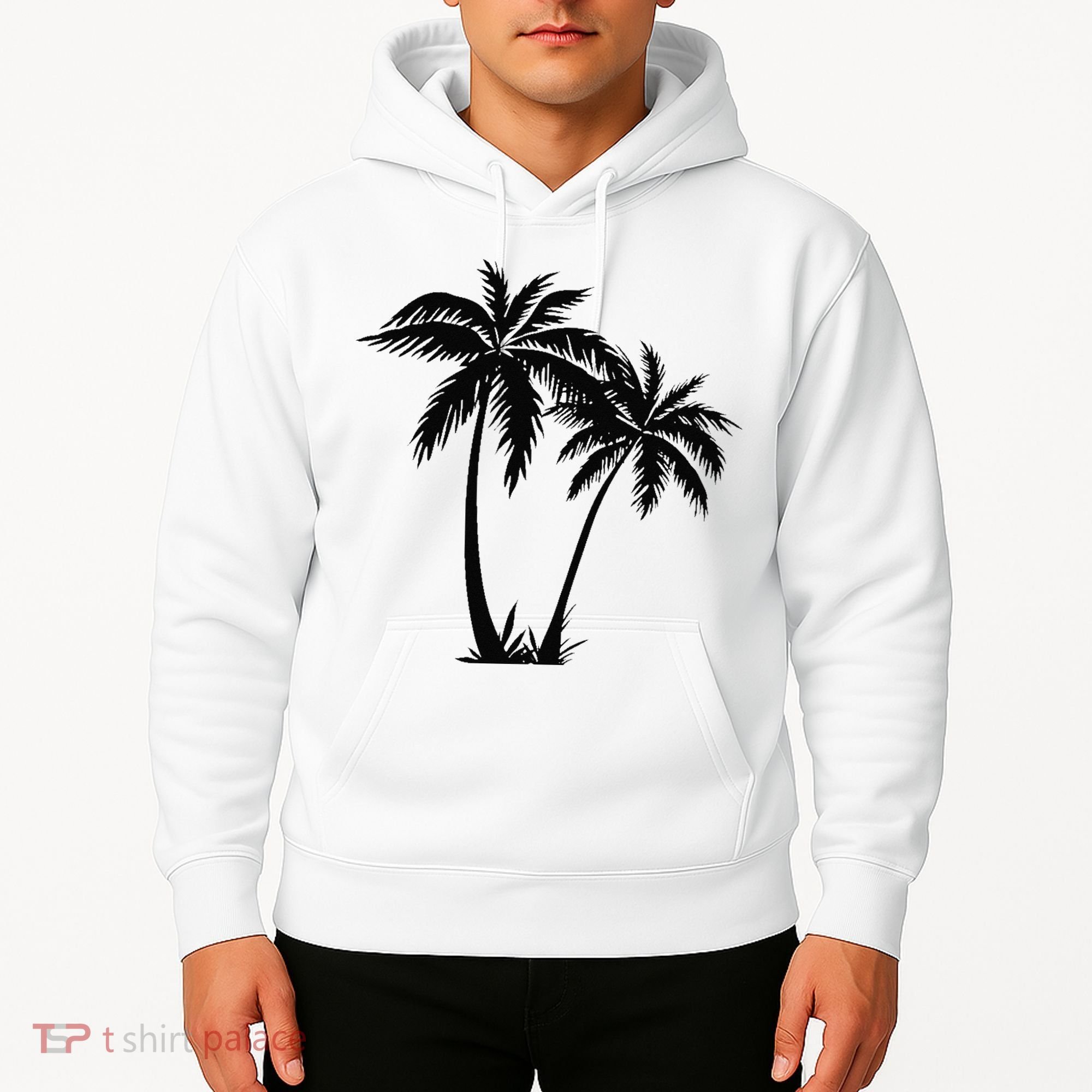 Black White Palm Trees Summer Sun Beach  Hoodie