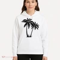 Black White Palm Trees Summer Sun Beach  Hoodie thumb 5