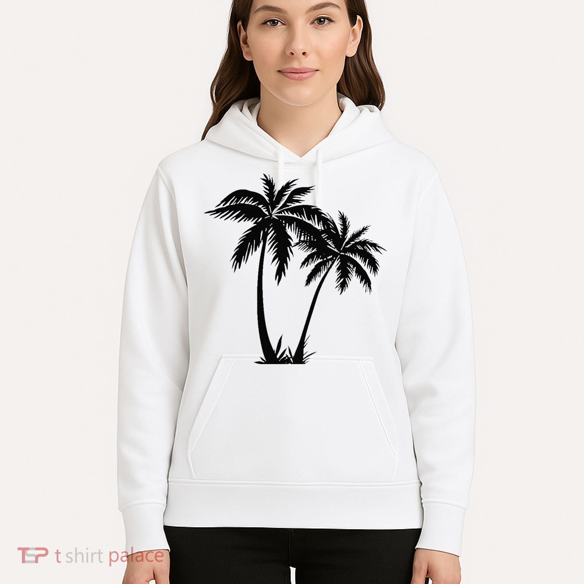 Black White Palm Trees Summer Sun Beach  Hoodie