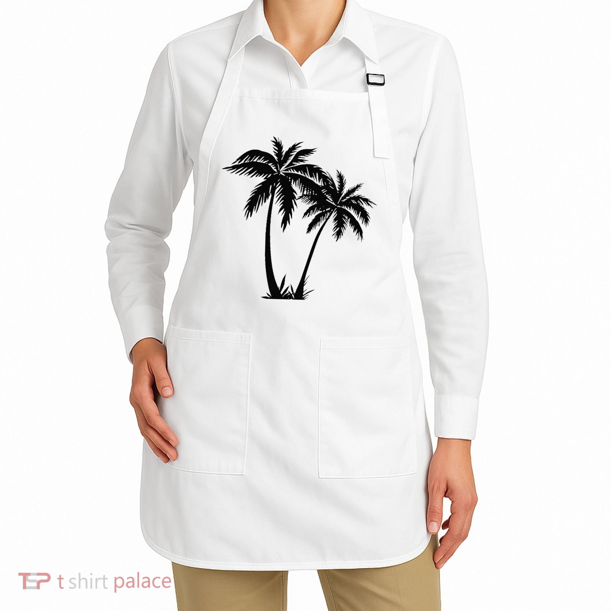Black White Palm Trees Summer Sun Beach  Apron