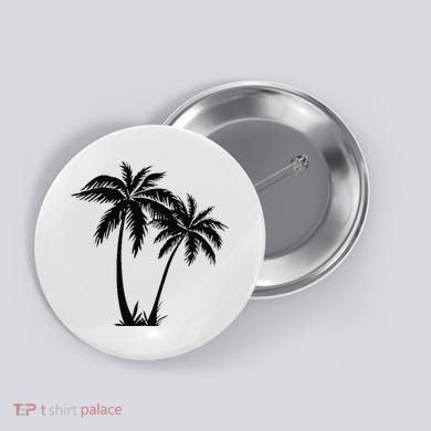 Black White Palm Trees Summer Sun Beach  Button