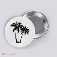 Black White Palm Trees Summer Sun Beach  Button thumb 0
