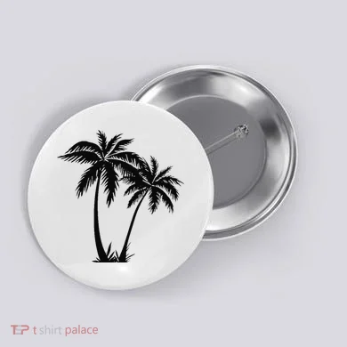 Black White Palm Trees Summer Sun Beach  Button