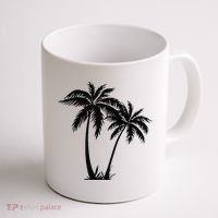 Black White Palm Trees Summer Sun Beach  Coffee Mug thumb 1