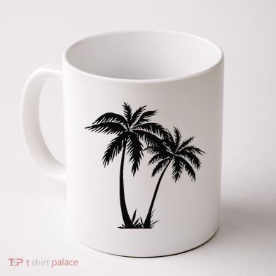 Black White Palm Trees Summer Sun Beach  Coffee Mug