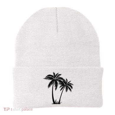 Black White Palm Trees Summer Sun Beach  Beanie