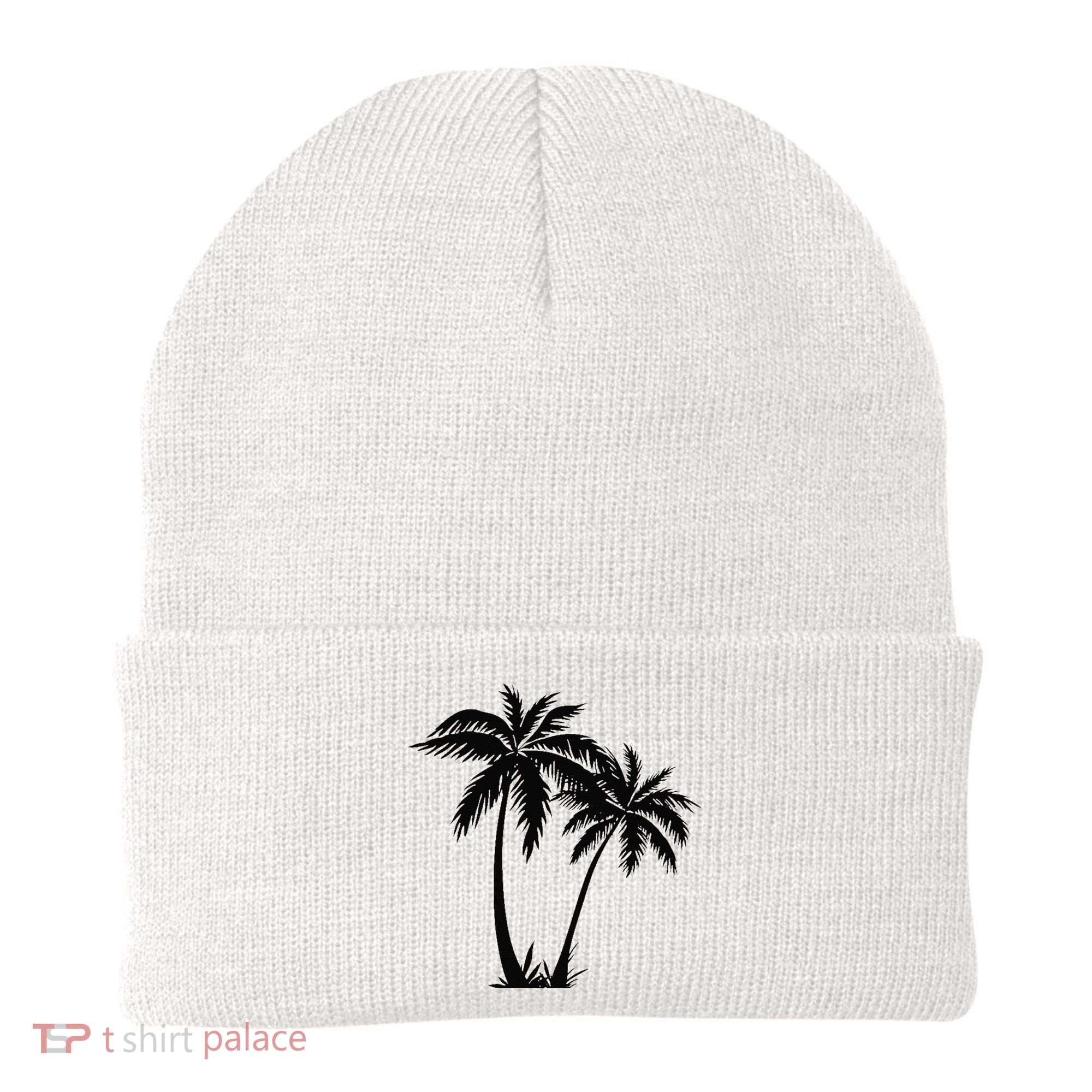 Black White Palm Trees Summer Sun Beach  Beanie
