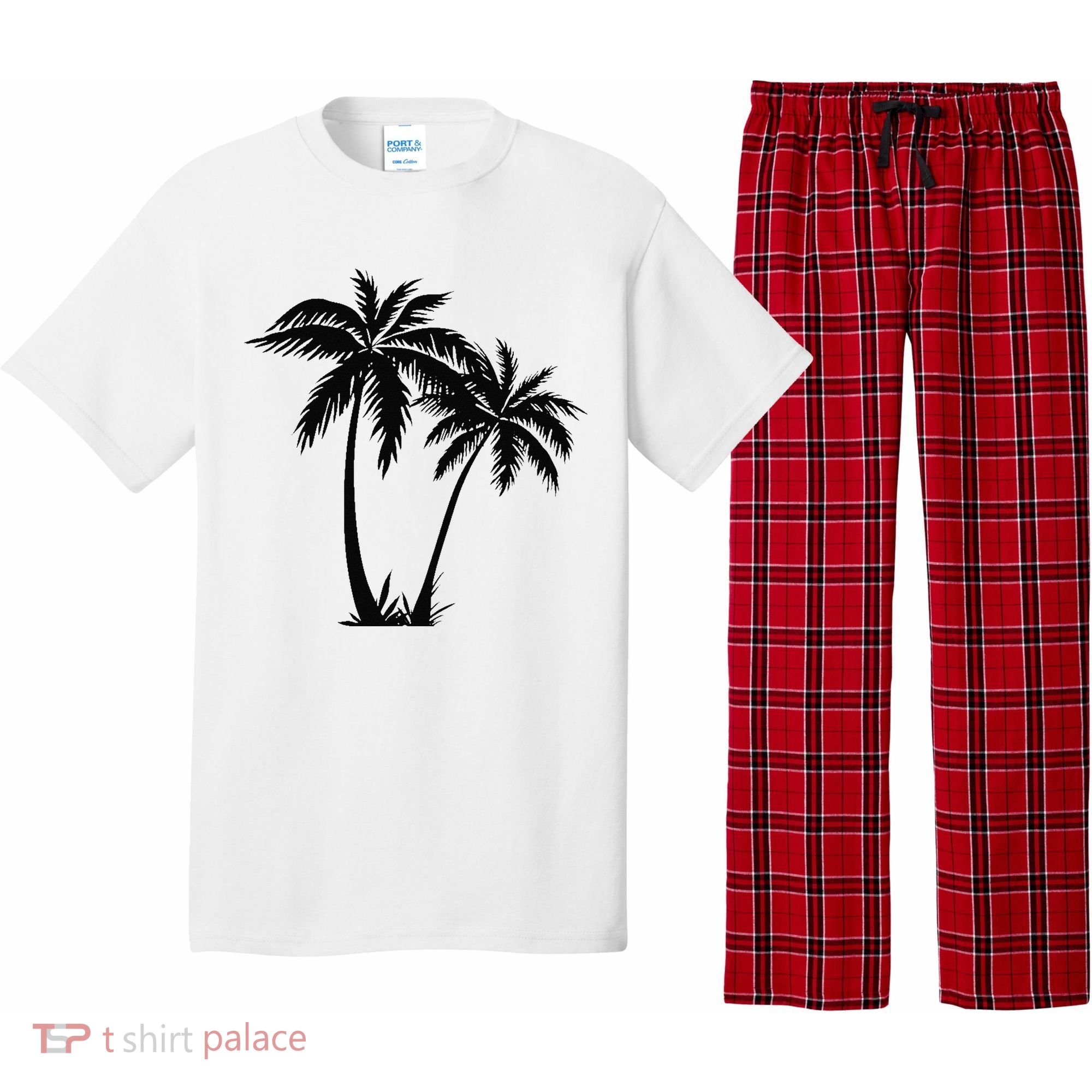 Black White Palm Trees Summer Sun Beach  Pajama Set