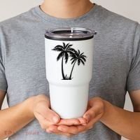 Black White Palm Trees Summer Sun Beach  Tumbler thumb 2