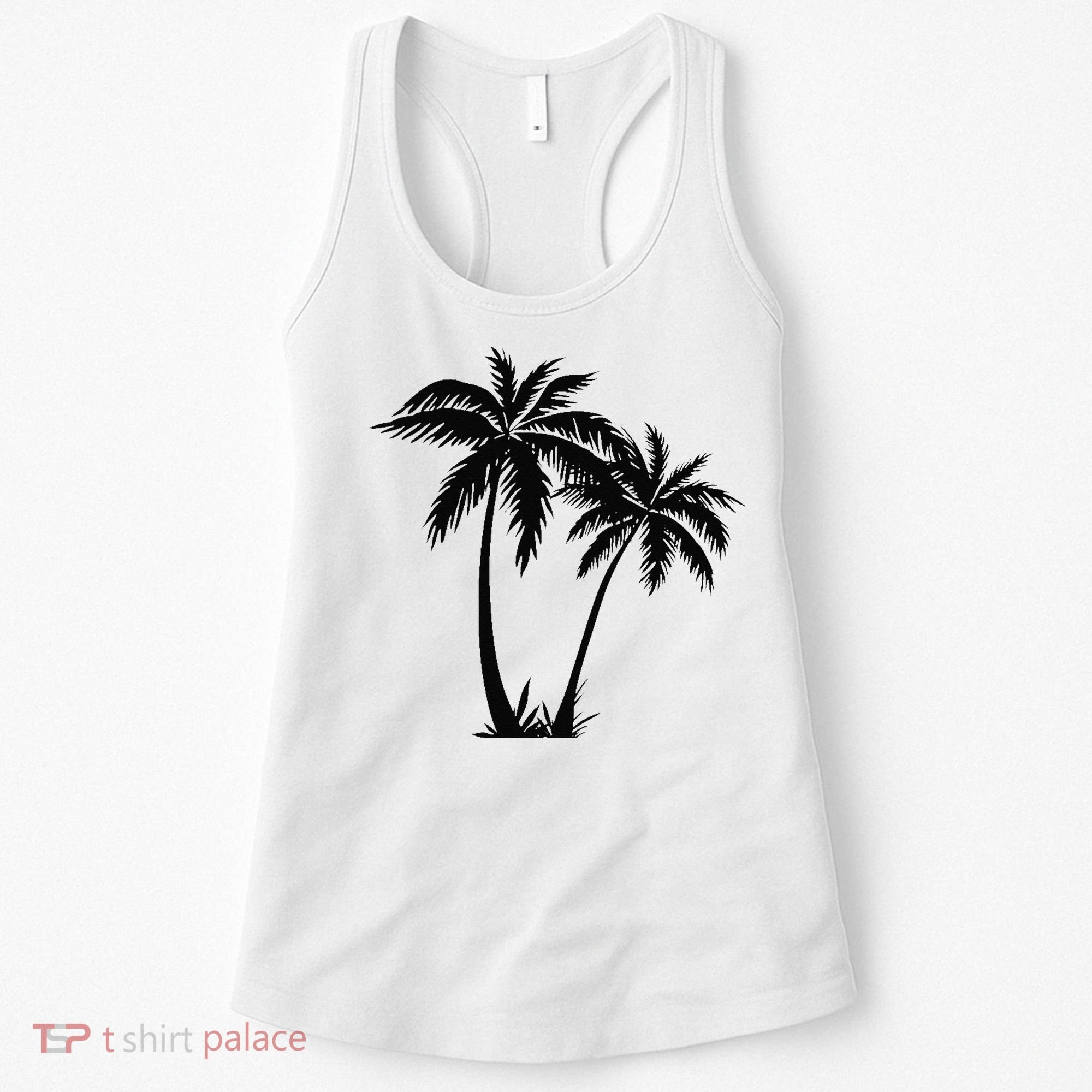 Black White Palm Trees Summer Sun Beach  Women's Tank Top