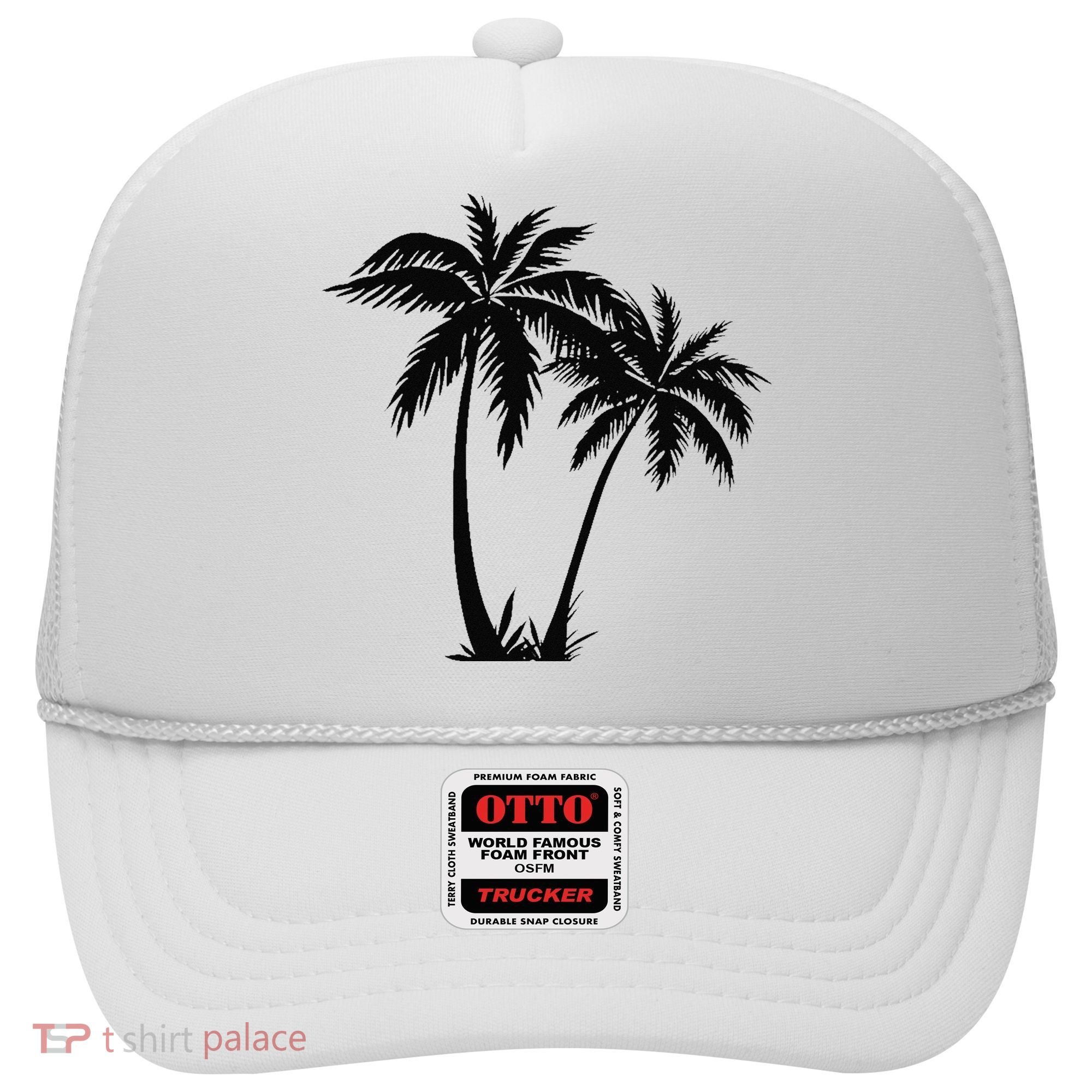 Black White Palm Trees Summer Sun Beach  Hat