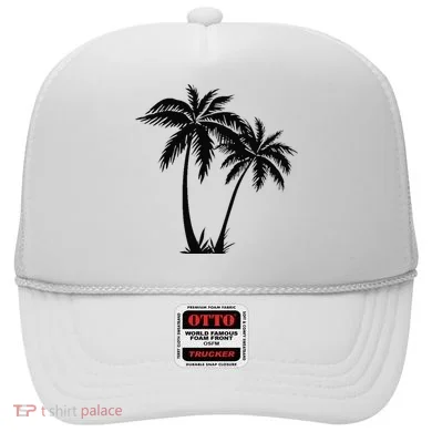 Black White Palm Trees Summer Sun Beach  Hat