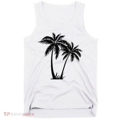 Black White Palm Trees Summer Sun Beach  Tank Top