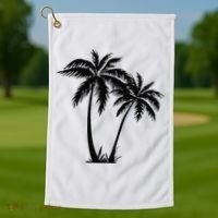 Black White Palm Trees Summer Sun Beach  Golf Towel thumb 1