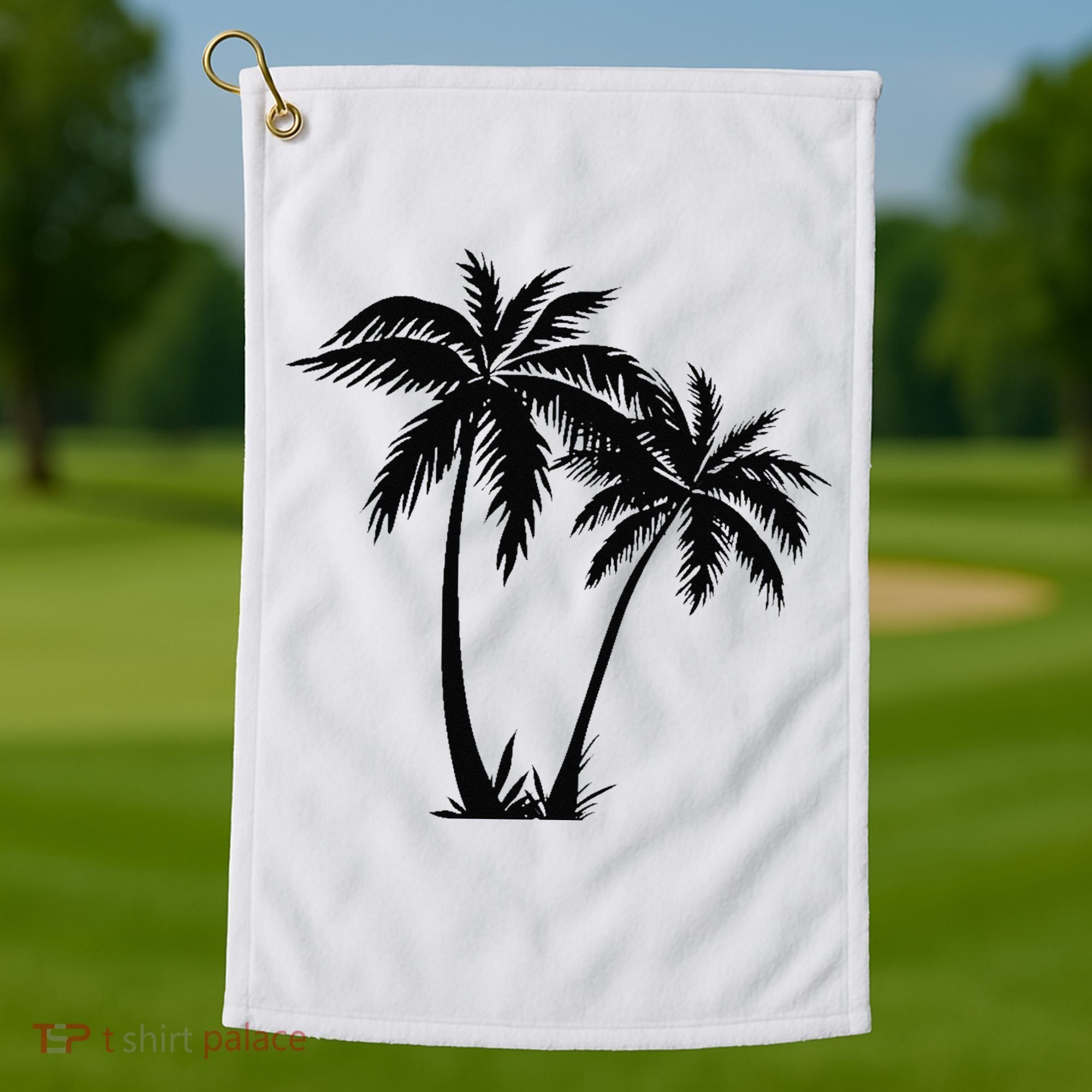 Black White Palm Trees Summer Sun Beach  Golf Towel