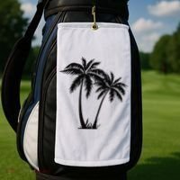 Black White Palm Trees Summer Sun Beach  Golf Towel thumb 2