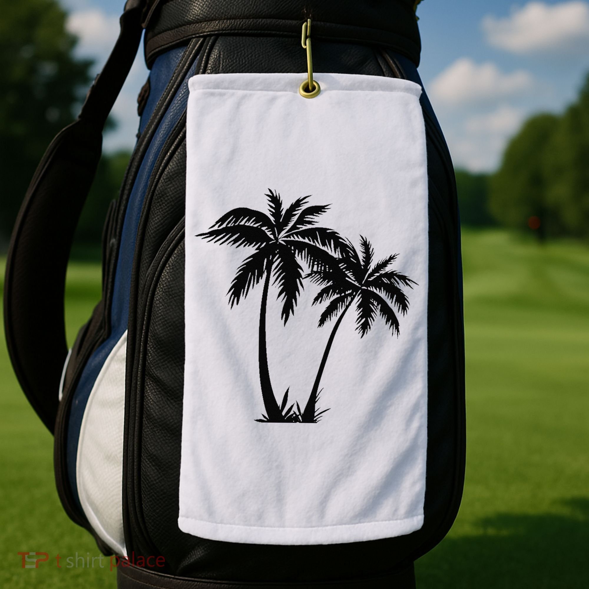 Black White Palm Trees Summer Sun Beach  Golf Towel