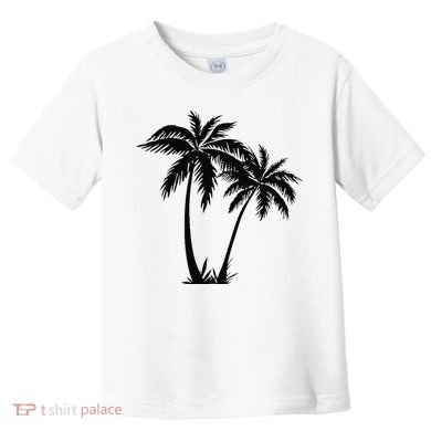 Black White Palm Trees Summer Sun Beach  Toddler T-Shirt