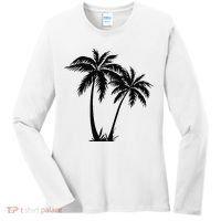 Black White Palm Trees Summer Sun Beach  Women's Long Sleeve Shirt thumb 0