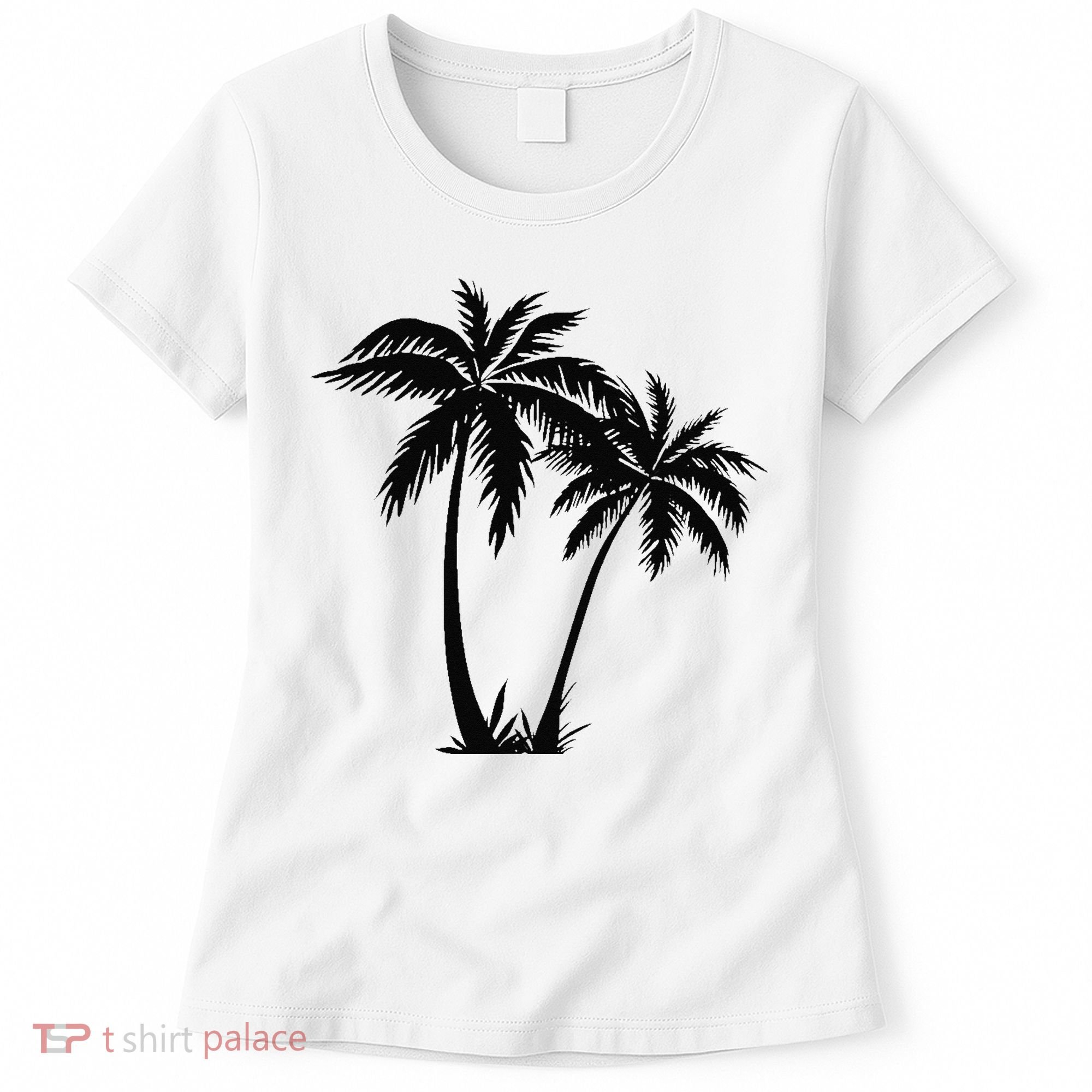 Black White Palm Trees Summer Sun Beach  Women's T-Shirt