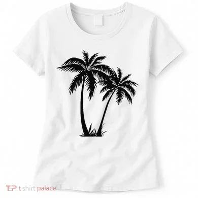 Black White Palm Trees Summer Sun Beach Women's T-Shirt