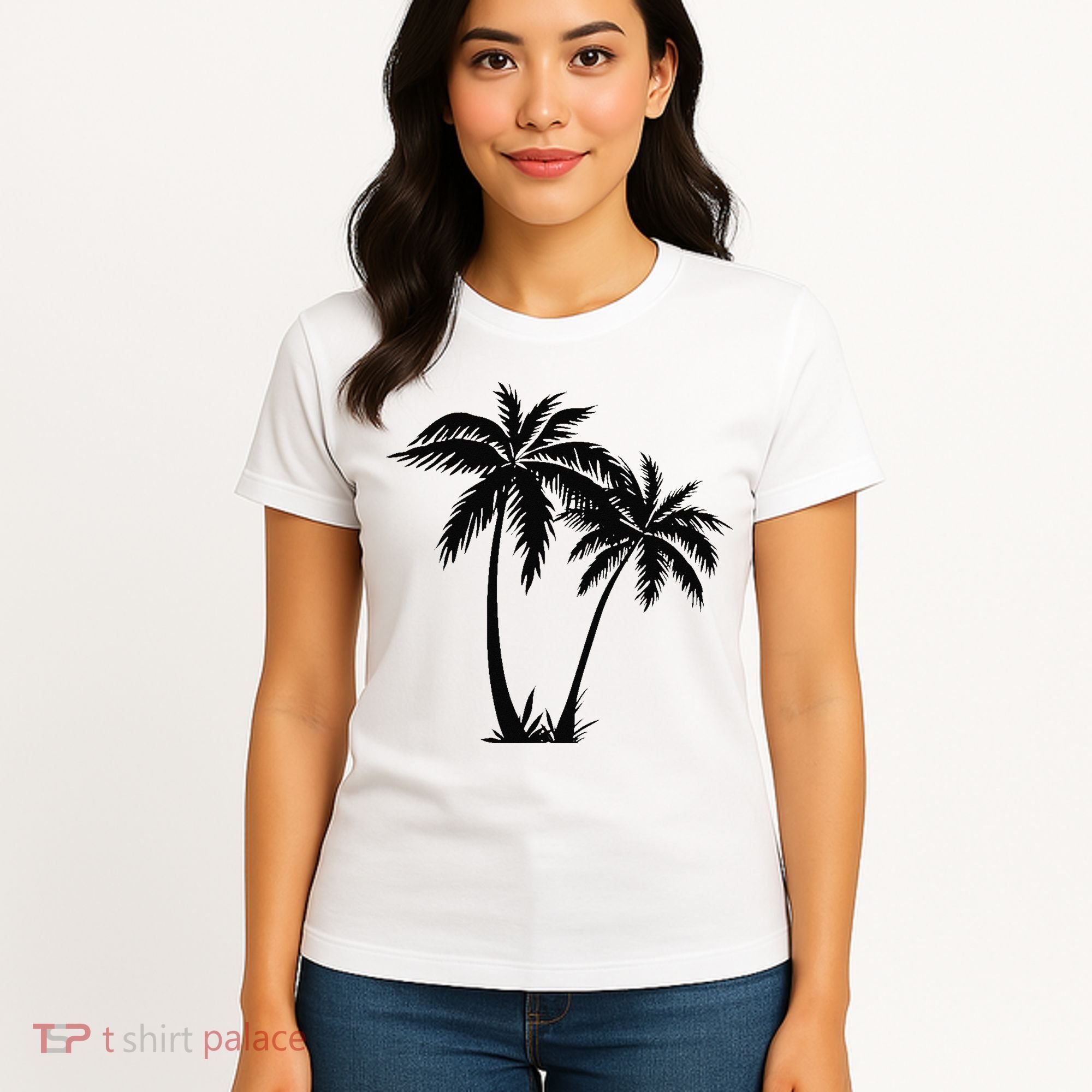 Black White Palm Trees Summer Sun Beach  Women's T-Shirt