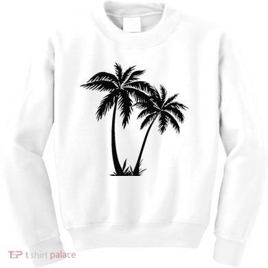Black White Palm Trees Summer Sun Beach  Kids Sweatshirt