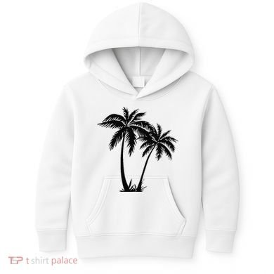 Black White Palm Trees Summer Sun Beach  Kids Hoodie