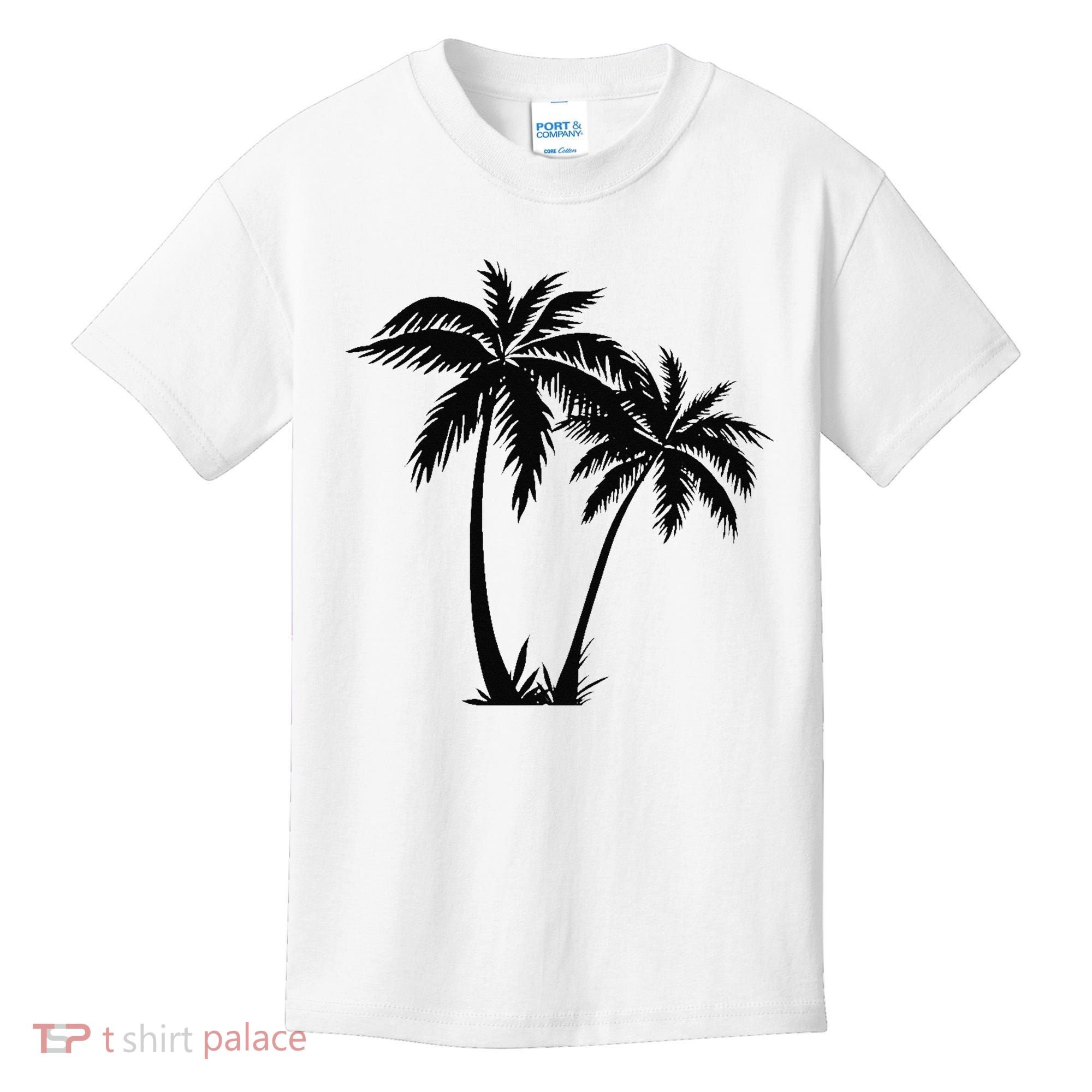 Black White Palm Trees Summer Sun Beach  Kids T-Shirt