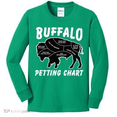Buffalo Wildlife Petting Chart Kids Long Sleeve Shirt