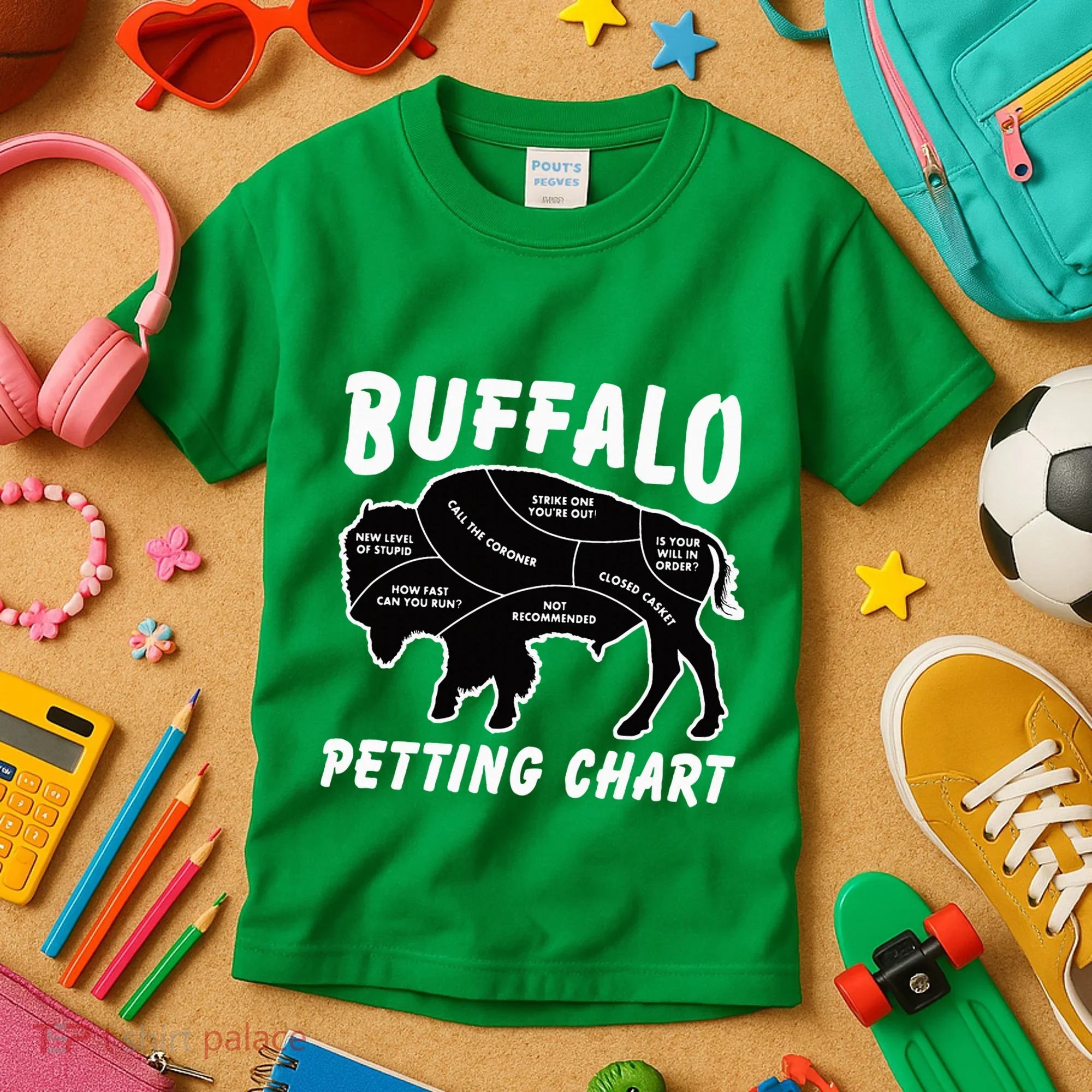 Buffalo Wildlife Petting Chart Kids T-Shirt