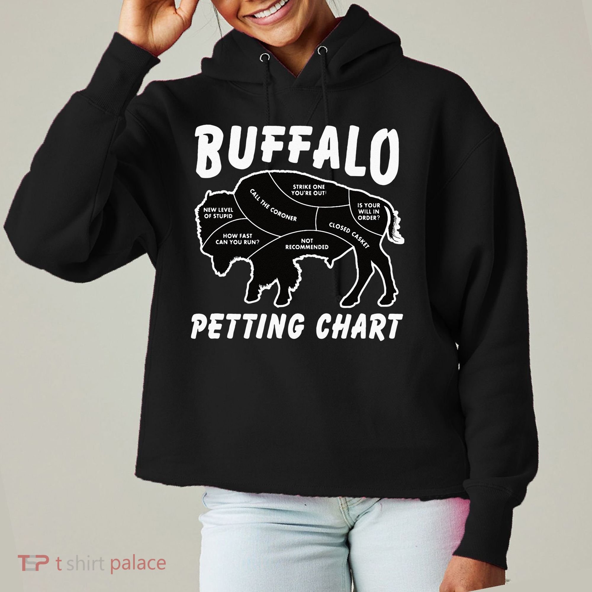 Buffalo Wildlife Petting Chart For Bison Lovers Ladies Heavyweight Boxy Pullover Hoodie