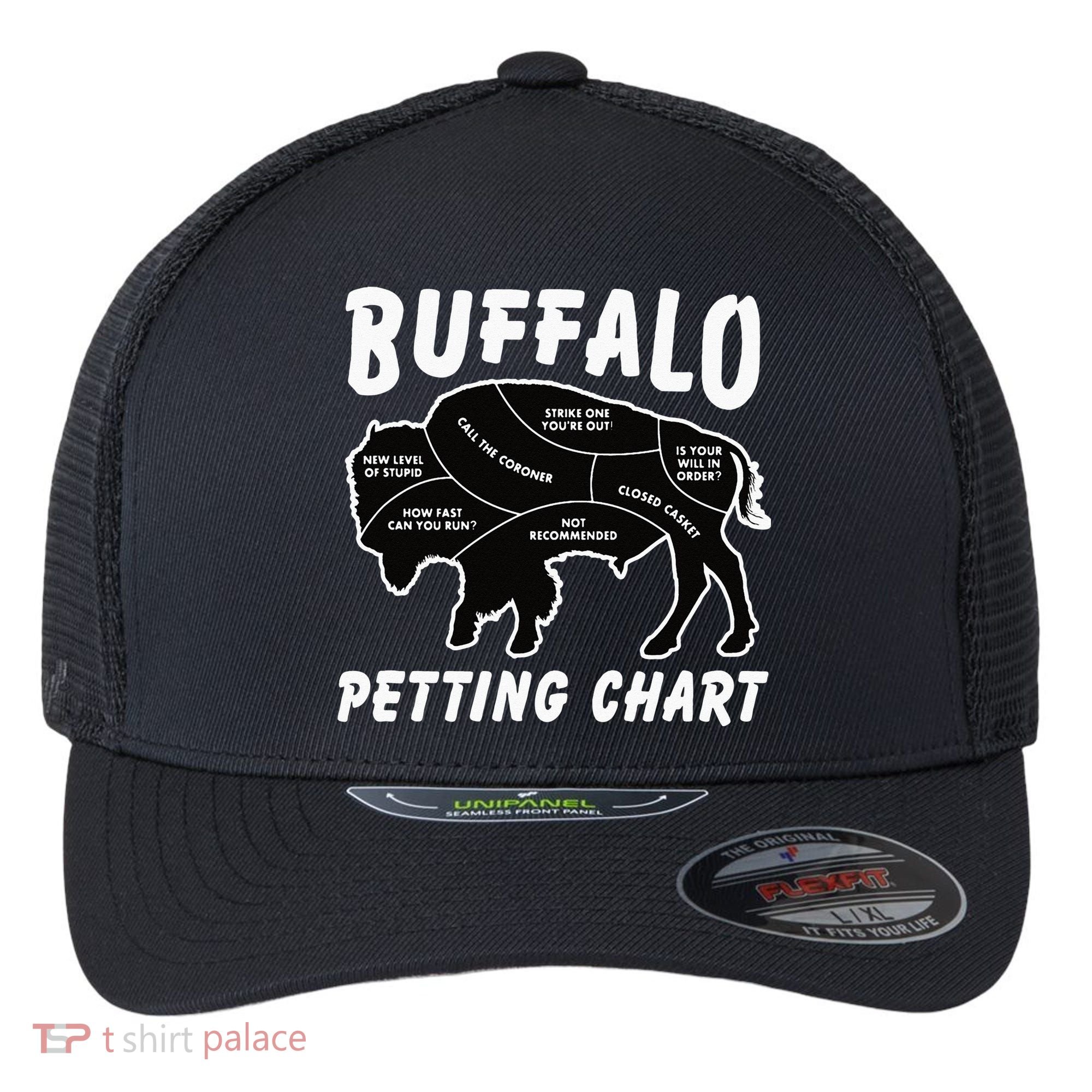 Buffalo Wildlife Petting Chart For Bison Lovers Flexfit Unipanel Trucker Cap