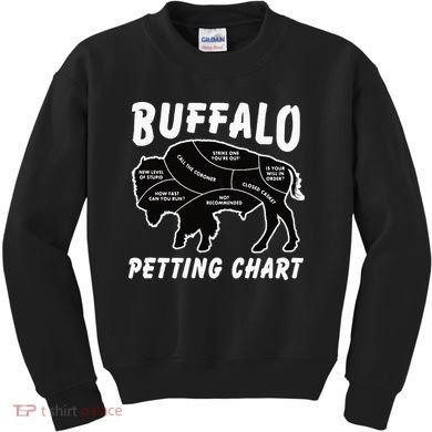 Buffalo Wildlife Petting Chart For Bison Lovers Kids Sweatshirt