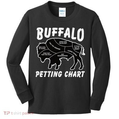 Buffalo Wildlife Petting Chart For Bison Lovers Kids Long Sleeve Shirt