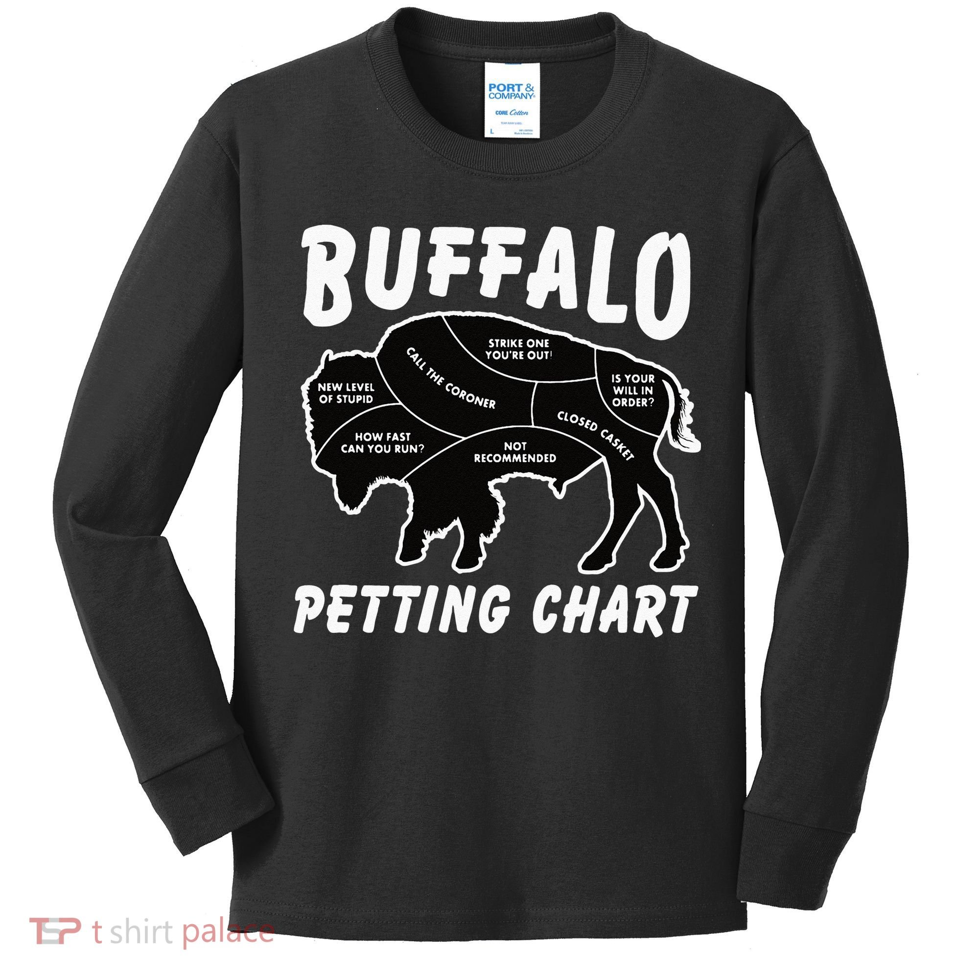 Buffalo Wildlife Petting Chart For Bison Lovers Kids Long Sleeve Shirt
