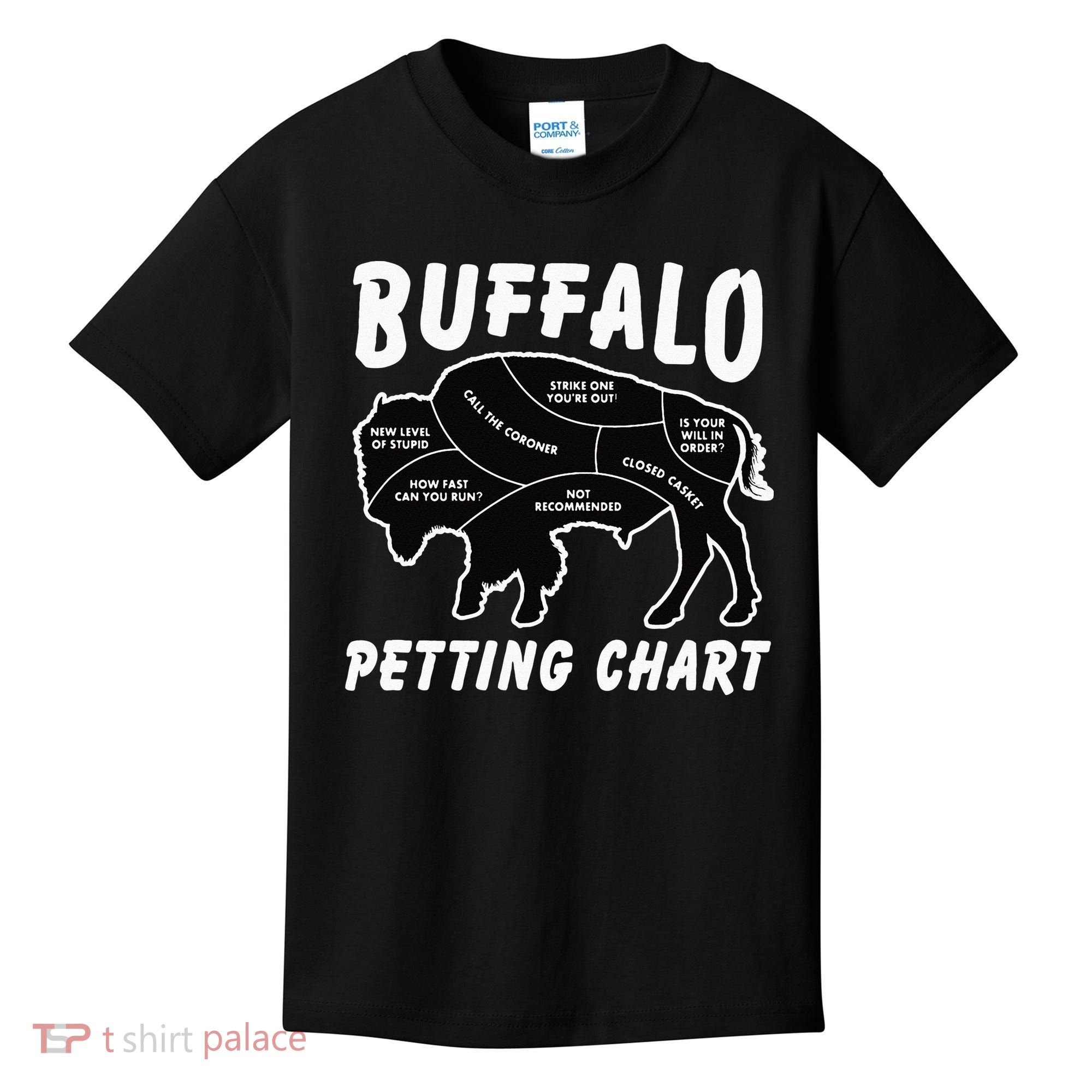 Buffalo Wildlife Petting Chart For Bison Lovers Kids T-Shirt