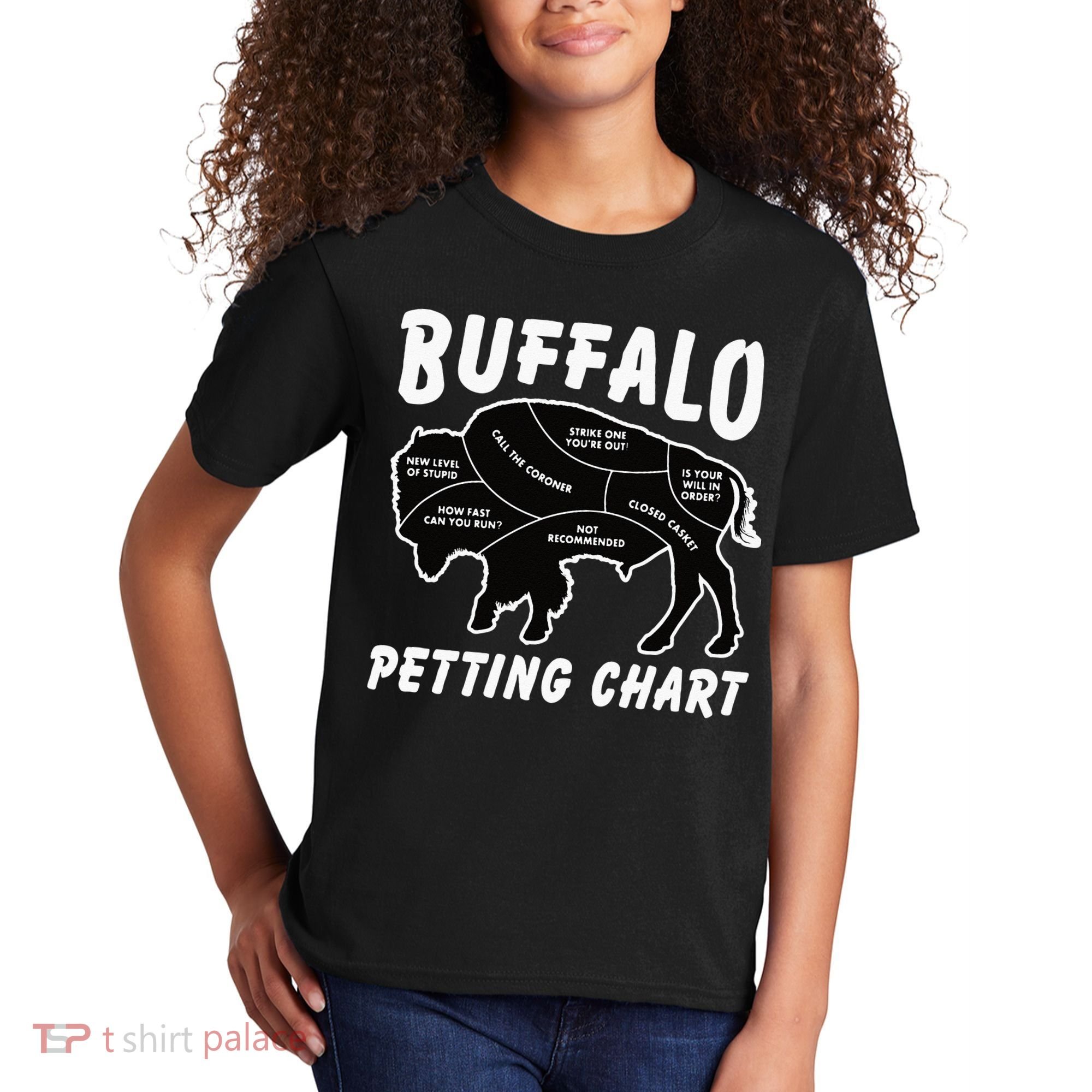 Buffalo Wildlife Petting Chart For Bison Lovers Kids T-Shirt